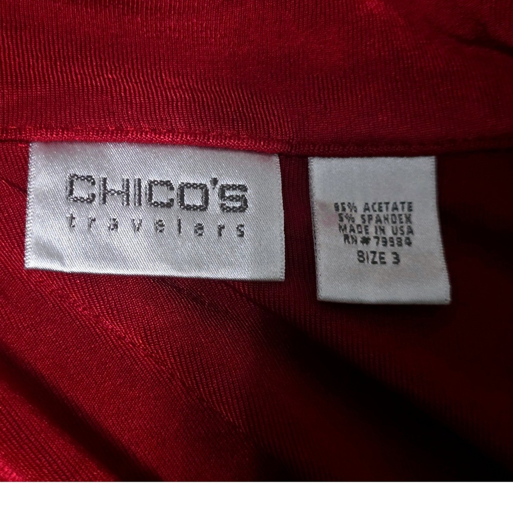 Chicos Travelers Burgundy Red Slinky Knit Single Button Jacket Blazer Size 3 /XL - Picture 8 of 10